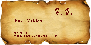 Hess Viktor névjegykártya
